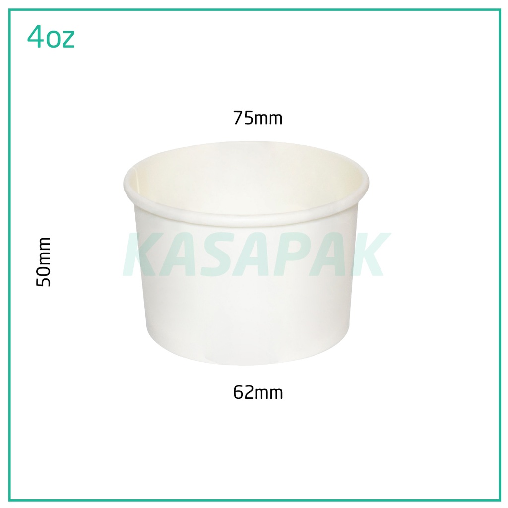 4oz White Paper Ice Cream Cup 1000/ctn | KASAPAK